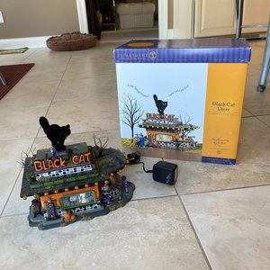 Dept. 56 Halloween Snow Village Black Cat Diner Gift Set #55319 Not complete set
